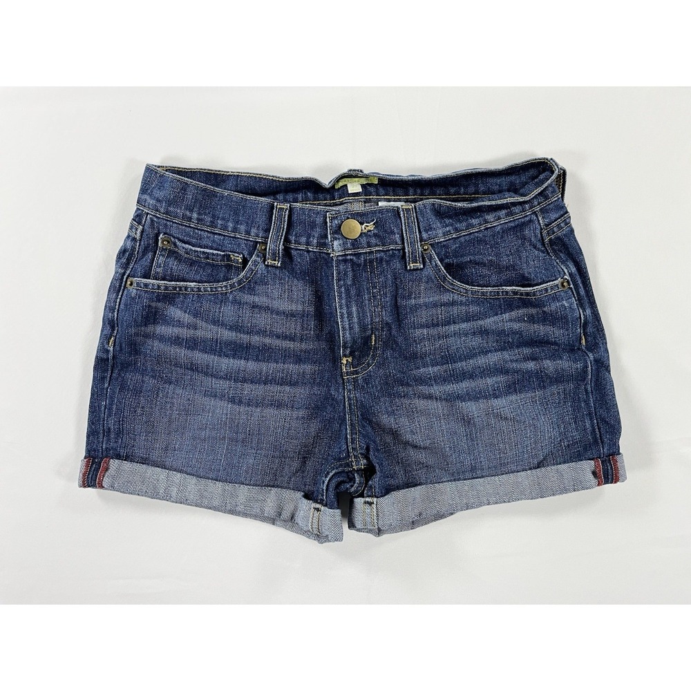 Gianni Bini Mid Rise Cuffed Denim Shorts Dark Wash Retro 90s Y2K Preppy Size 27